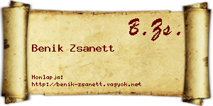 Benik Zsanett névjegykártya
